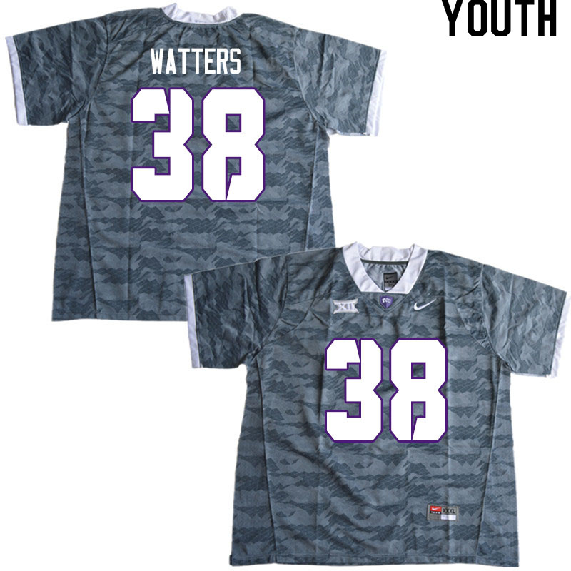 Youth #38 Payton Watters TCU Horned Frogs College Football Jerseys Sale-Gray - Click Image to Close